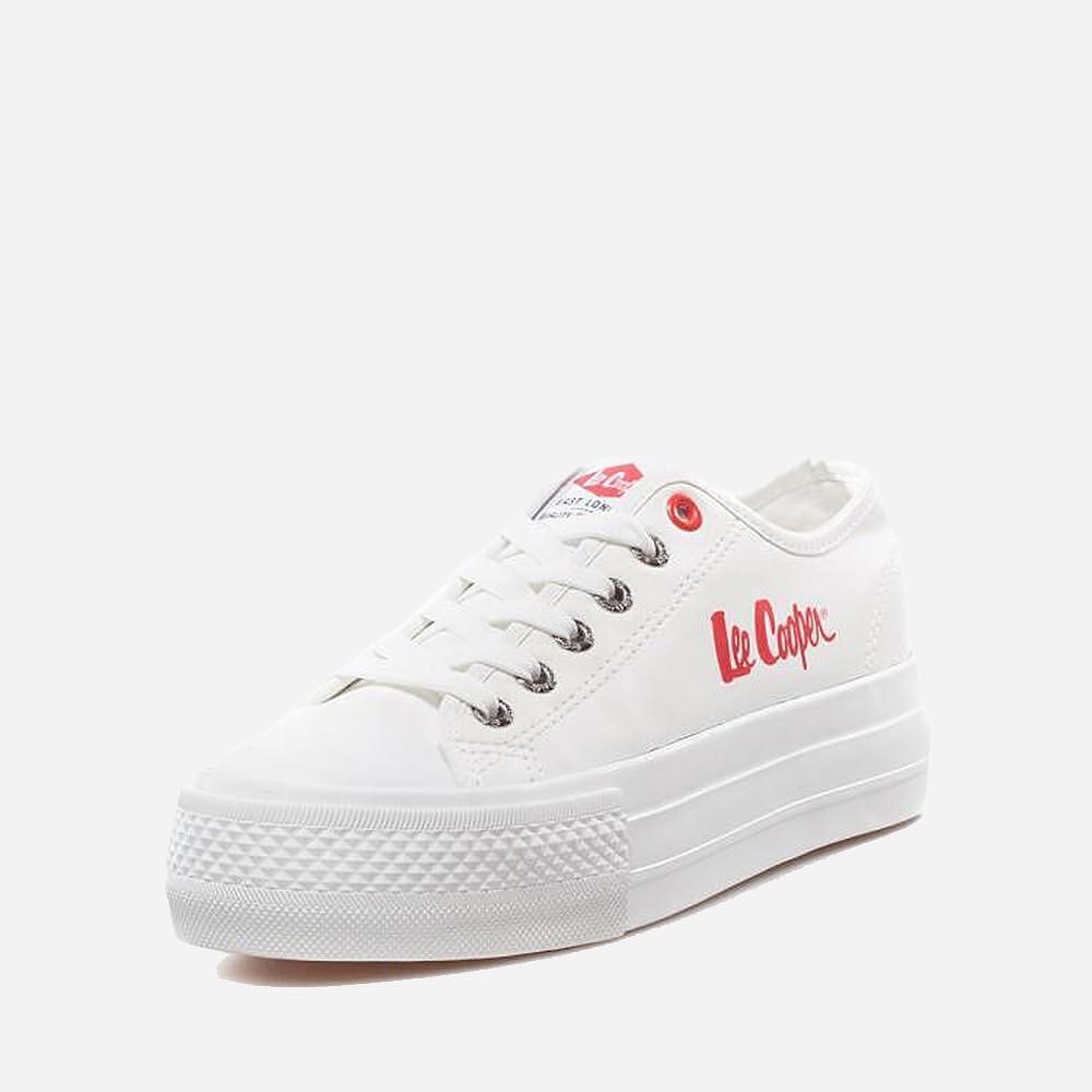Tenisi de damă din piele cu platformă LEE COOPER Alb