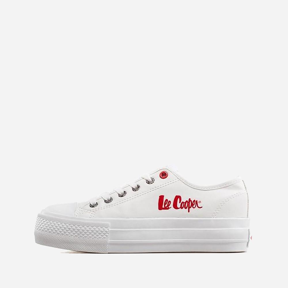 Tenisi de damă din piele cu platformă LEE COOPER Alb