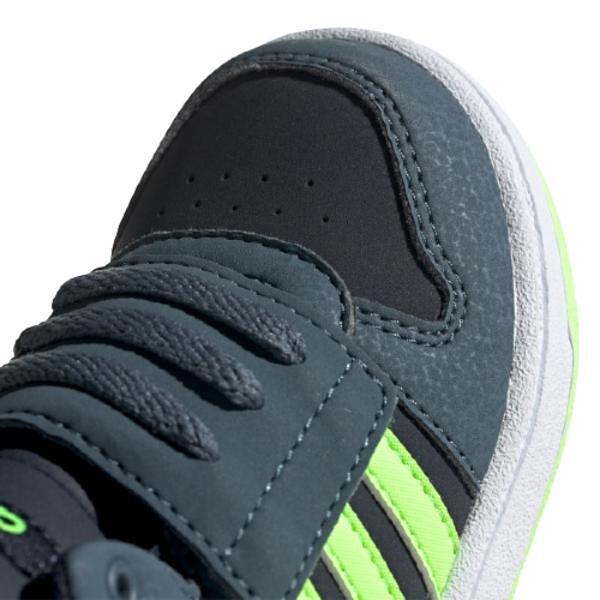 Încălțăminte sport pentru copii ADIDAS Hoops gri cu dungi verzi