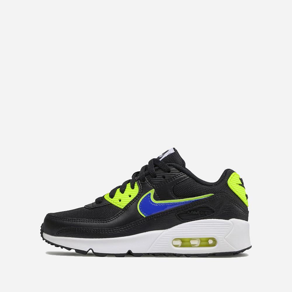Αθλητικά παπούτσια NIKE AIR MAX 90GS Μαύρο με μπλε και έντονο πράσινο φλουό