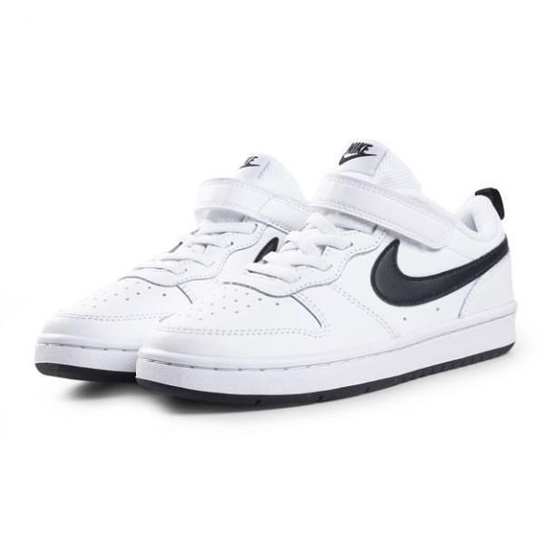Παιδικά αθλητικά παπούτσια NIKE COURT BOROUGH Λευκό με μαύρο κόμμα