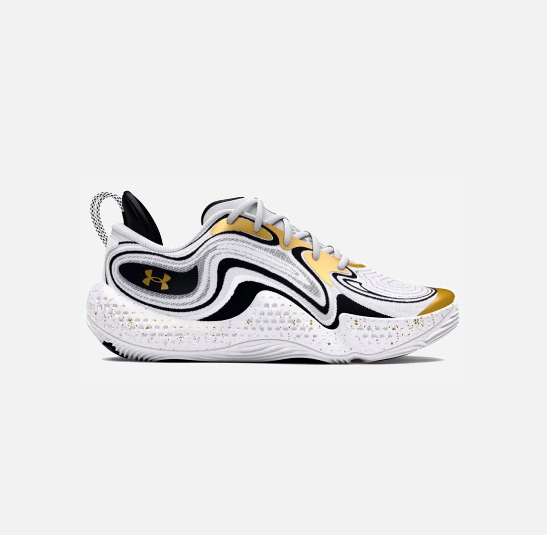 Мъжки баскетболни маратонки Under Armour Spawn 6 White / Black / Metallic Gold 3027263-100