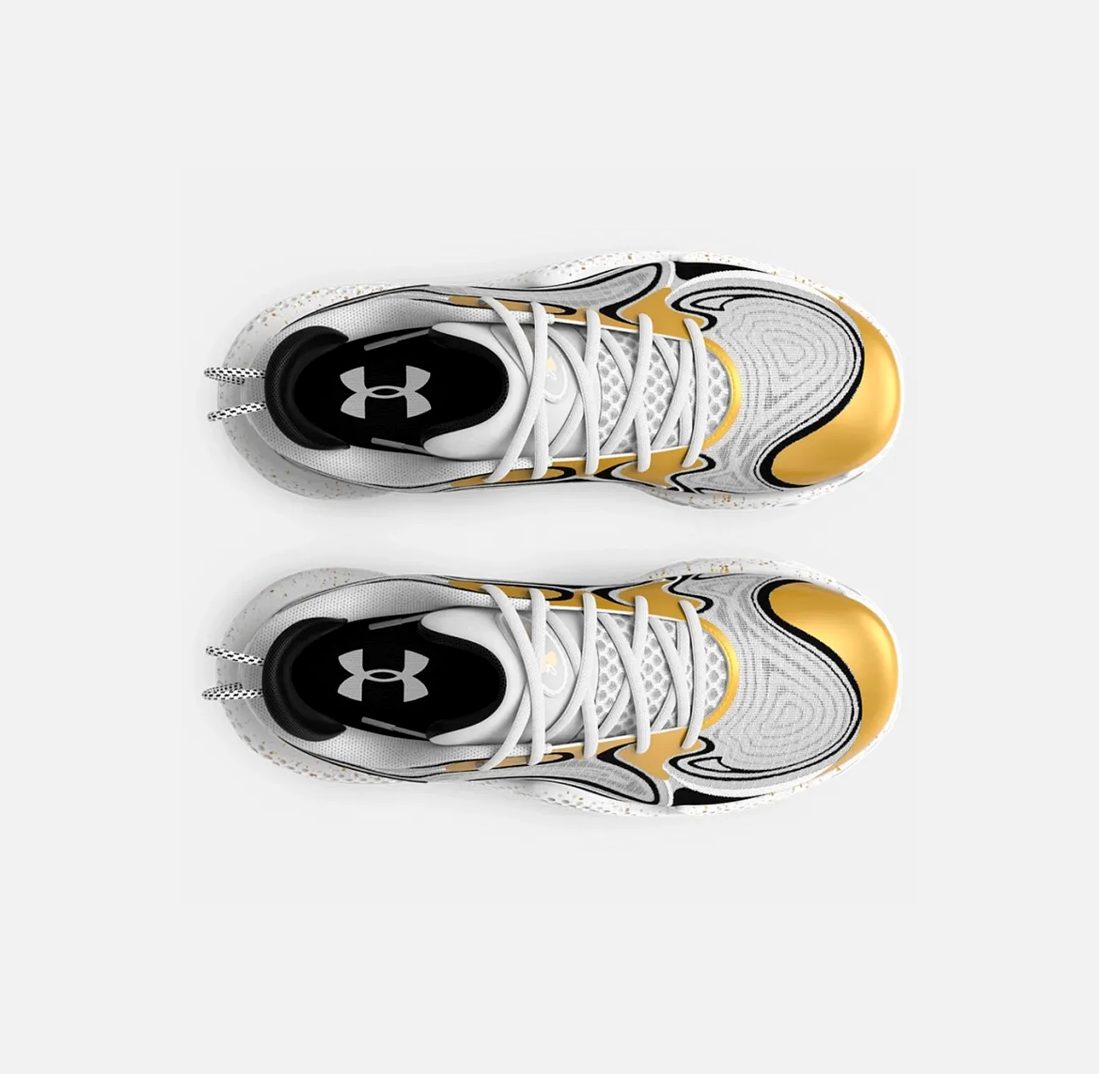 Мъжки баскетболни маратонки Under Armour Spawn 6 White / Black / Metallic Gold 3027263-100