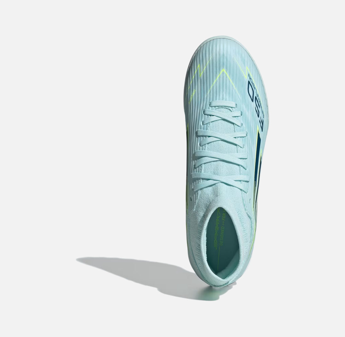 Ghete de fotbal pentru bărbați tip crampoane ADIDAS F50 Sparkfusion League TF Albastru/Petrol/Galben JR9003