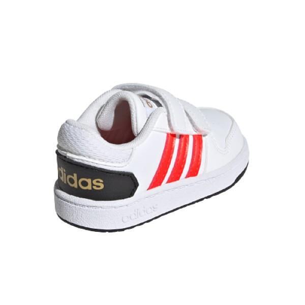 Бебешки спортни обувки ADIDAS HOOPS Бяло с червени ленти