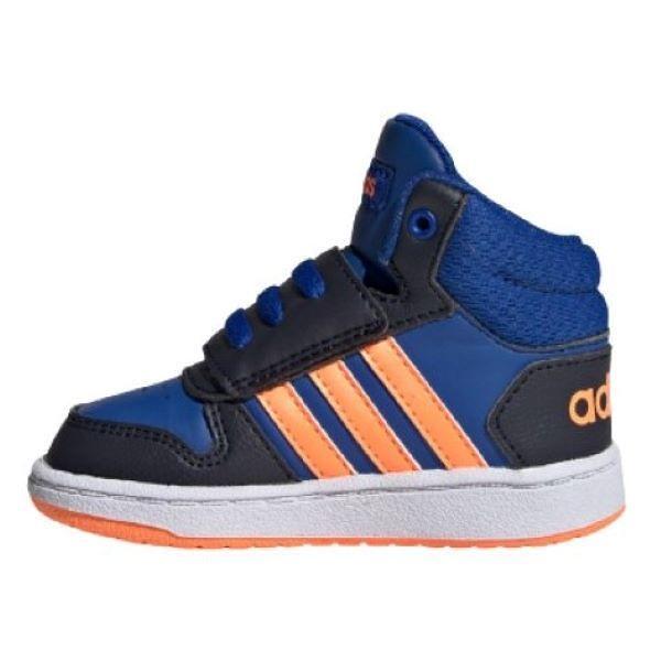 Βρεφικά αθλητικά παπούτσια ADIDAS Hoops Μπλε με πορτοκαλί ρίγες