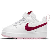 Βρεφικά αθλητικά παπούτσια NIKE COURT BOROUGH Λευκά με λεπτομέρειες σε μπορντό και απαλό ροζ