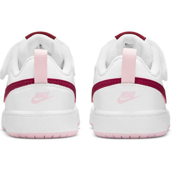Βρεφικά αθλητικά παπούτσια NIKE COURT BOROUGH Λευκά με λεπτομέρειες σε μπορντό και απαλό ροζ