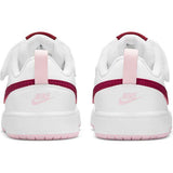 Βρεφικά αθλητικά παπούτσια NIKE COURT BOROUGH Λευκά με λεπτομέρειες σε μπορντό και απαλό ροζ