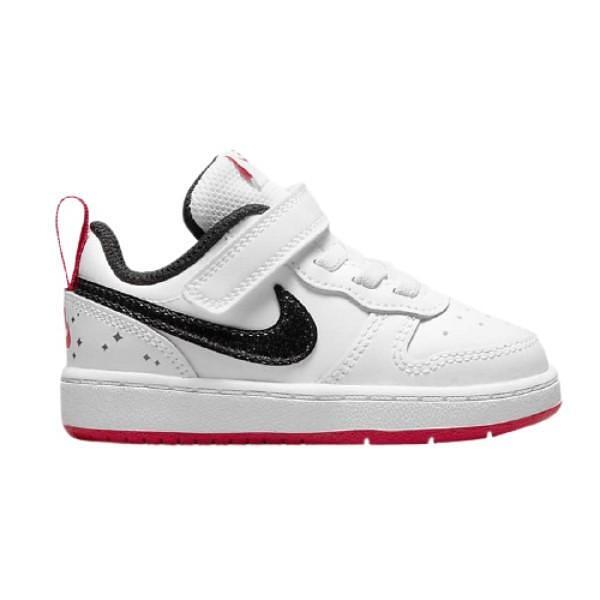 Βρεφικά αθλητικά παπούτσια NIKE COURT BOROUGH Λευκά με μαύρο κρόκο γκλίτερ