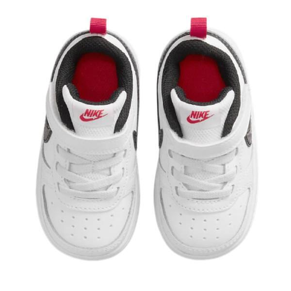 Βρεφικά αθλητικά παπούτσια NIKE COURT BOROUGH Λευκά με μαύρο κρόκο γκλίτερ