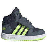 Încălțăminte sport pentru copii ADIDAS Hoops gri cu dungi verzi
