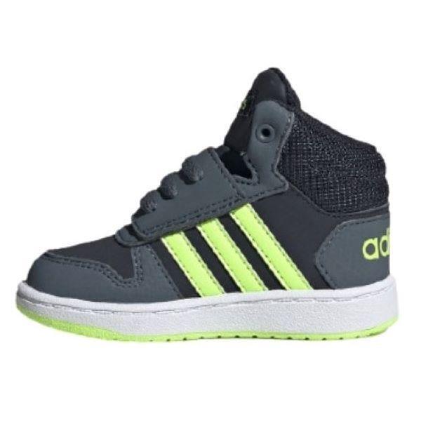 Încălțăminte sport pentru copii ADIDAS Hoops gri cu dungi verzi
