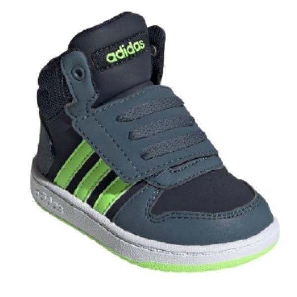 Încălțăminte sport pentru copii ADIDAS Hoops gri cu dungi verzi