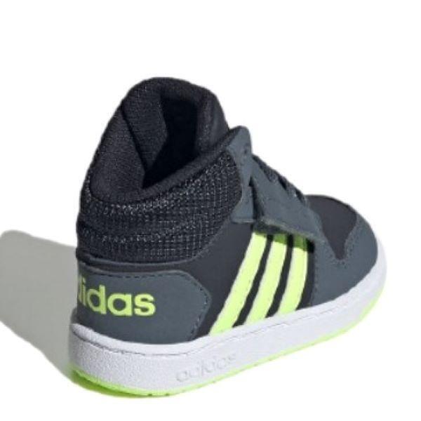 Încălțăminte sport pentru copii ADIDAS Hoops gri cu dungi verzi