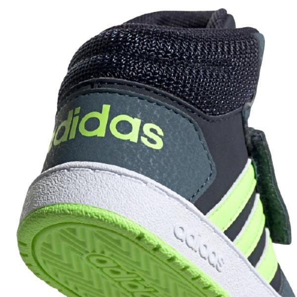 Încălțăminte sport pentru copii ADIDAS Hoops gri cu dungi verzi