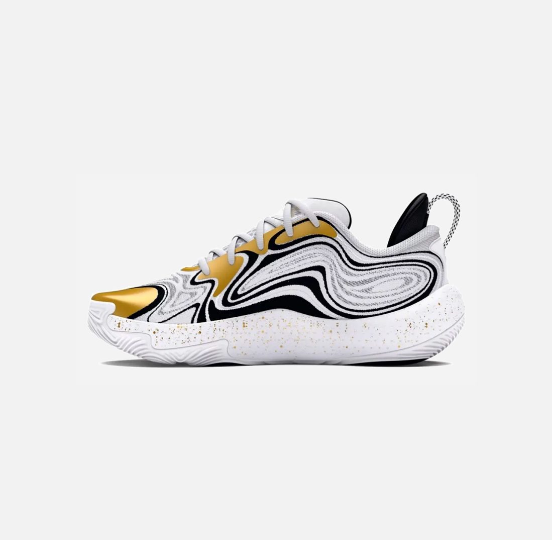 Мъжки баскетболни маратонки Under Armour Spawn 6 White / Black / Metallic Gold 3027263-100