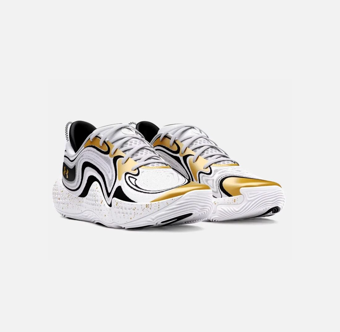 Мъжки баскетболни маратонки Under Armour Spawn 6 White / Black / Metallic Gold 3027263-100