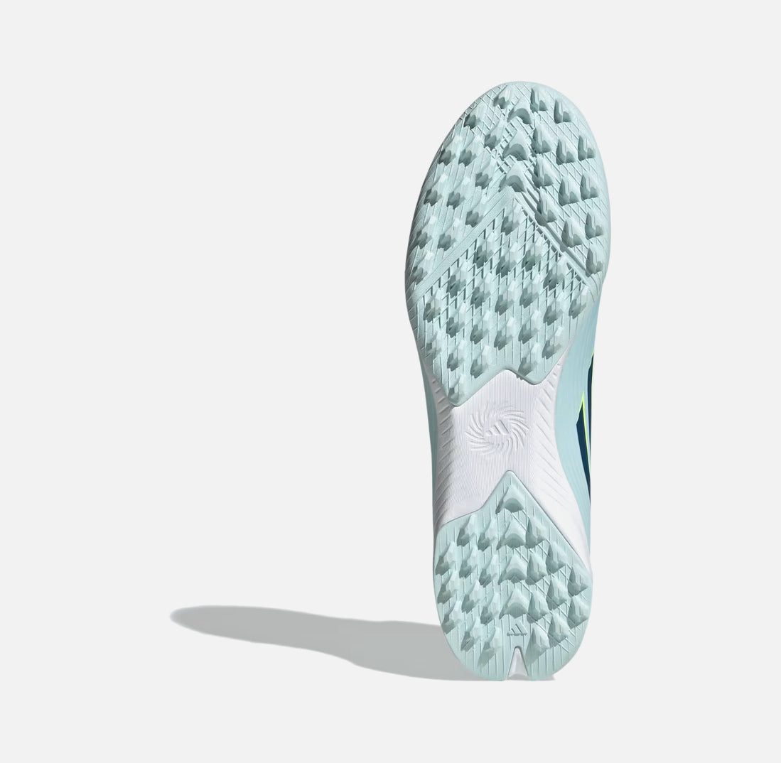 Ghete de fotbal pentru bărbați tip crampoane ADIDAS F50 Sparkfusion League TF Albastru/Petrol/Galben JR9003
